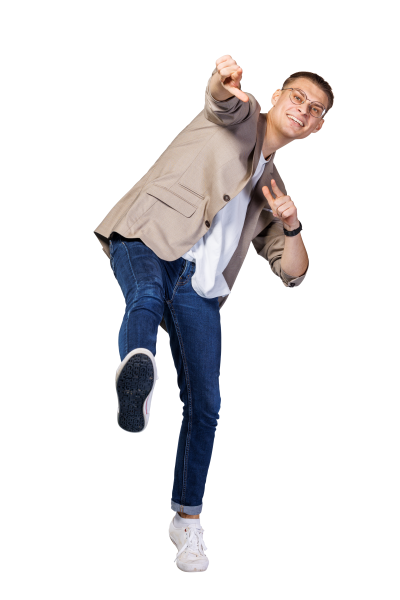 Auszubildender, der nach vorne zeigt